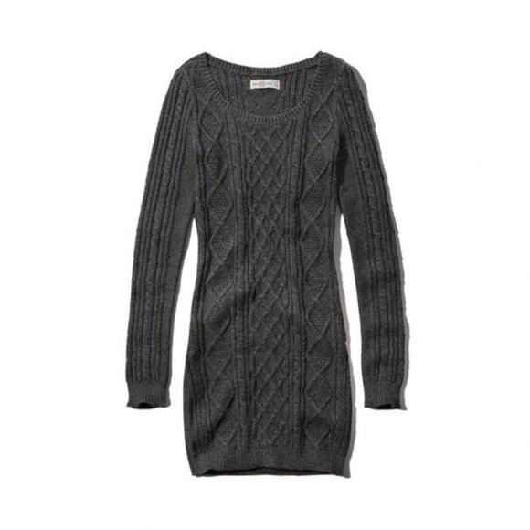 Abercrombie Grey Cableknit Bodycon Sweater Dress - Picture 1 of 4